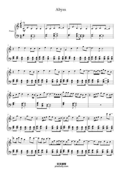 “Abyss”钢琴谱-Arranged by Cameron McMahon-免费下载-天天钢琴