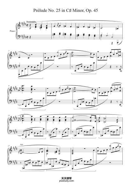 “Prélude No. 25 in C♯ Minor, Op. 45”钢琴谱-Frédéric François Chopin
(1810 - 1849)-免费下载-天天钢琴