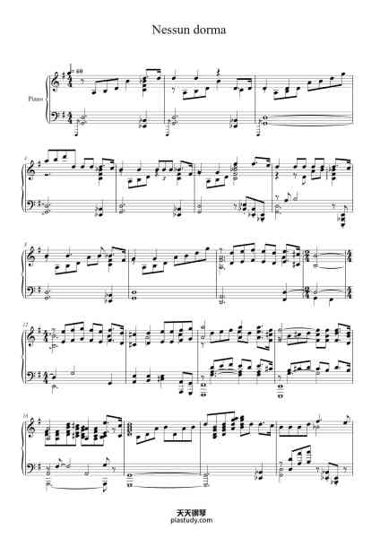 “Nessun Dorma”钢琴谱-Giacomo Puccini-免费下载-天天钢琴