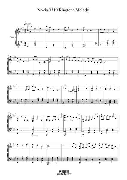 “Nokia 3310 Ringtone Melody”钢琴谱-Anifuse-免费下载-天天钢琴