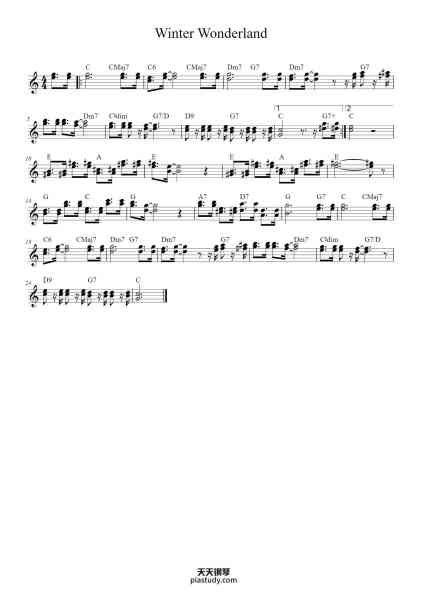 “Winter Wonderland”钢琴谱-Felix Bernard-免费下载-天天钢琴
