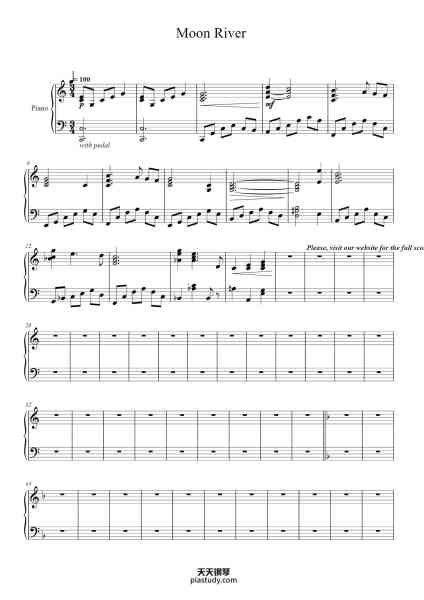 “Moon River”钢琴谱-Henry Mancini
-免费下载-天天钢琴