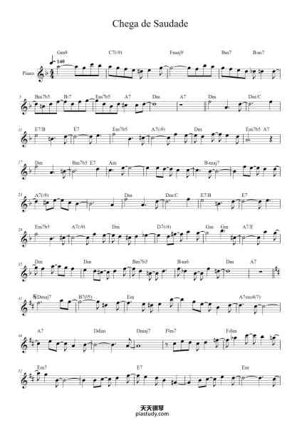 “Chega de Saudade”钢琴谱-Carlos Jobim-免费下载-天天钢琴