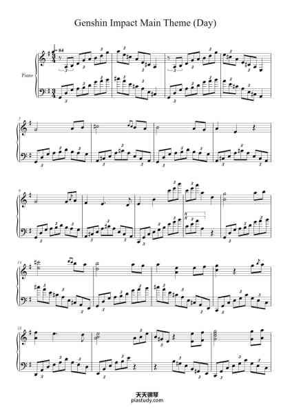 “Genshin Impact Main Theme (Day)”钢琴谱-Yu-Peng Chen-免费下载-天天钢琴