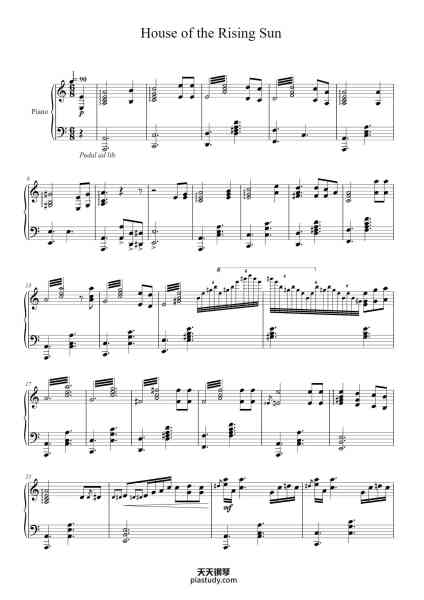 “House of the Rising Sun”钢琴谱-Arranged by Victor Demange
Transcribed by Eli Brown-免费下载-天天钢琴