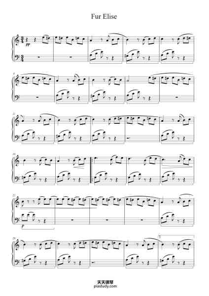 “Für Elise”钢琴谱-Ludwig van Beethoven-免费下载-天天钢琴