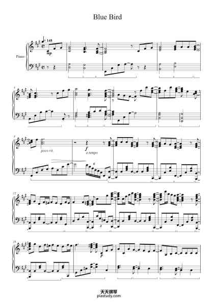 “Blue Bird”钢琴谱-Original music by Ikimonogakari
Piano arragement by Animenz-免费下载-天天钢琴