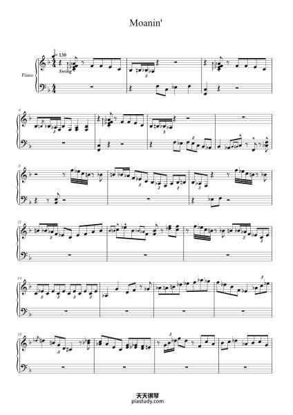 “Moanin'”钢琴谱-Bobby Timmons-免费下载-天天钢琴