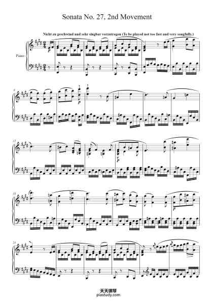 “Sonata No. 27 in E Minor, Op. 90: II. Nicht zu geschwind und sehr singbar vorgetragen”钢琴谱-Ludwig van Beethoven
(1770 - 1827)-免费下载-天天钢琴