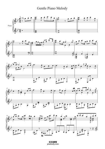 “Gentle Piano Melody”钢琴谱-Composed by 피못작 (pmj)-免费下载-天天钢琴