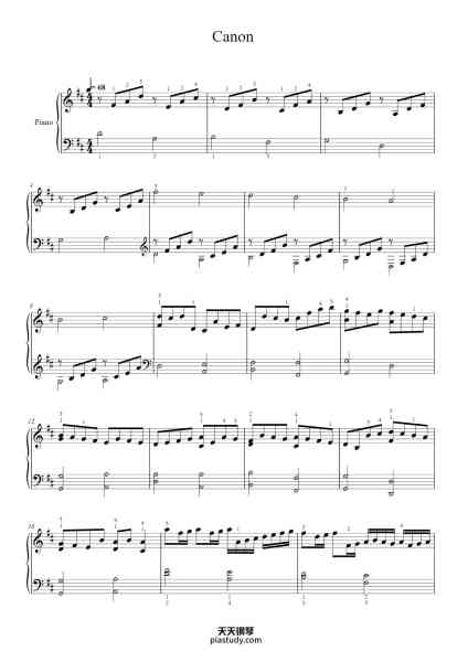 “Canon in D Major”钢琴谱-Johann Pachelbel-免费下载-天天钢琴