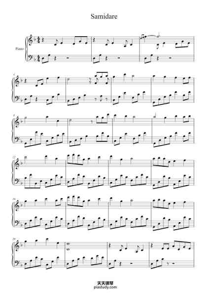 “Samidare”钢琴谱-Takanashi Yasaharu
Transcribed by:
Brandon Smith-免费下载-天天钢琴