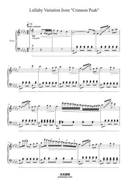 “Lullaby Variation from "Crimson Peak"”钢琴谱-Fernando Velazquez-免费下载-天天钢琴