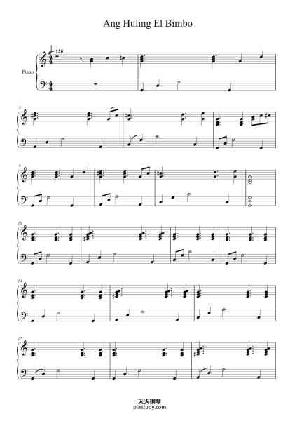 “Ang Huling El Bimbo”钢琴谱-Eraserheads-免费下载-天天钢琴