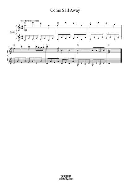 “Come Sail Away”钢琴谱-Dennis DeYoung-免费下载-天天钢琴