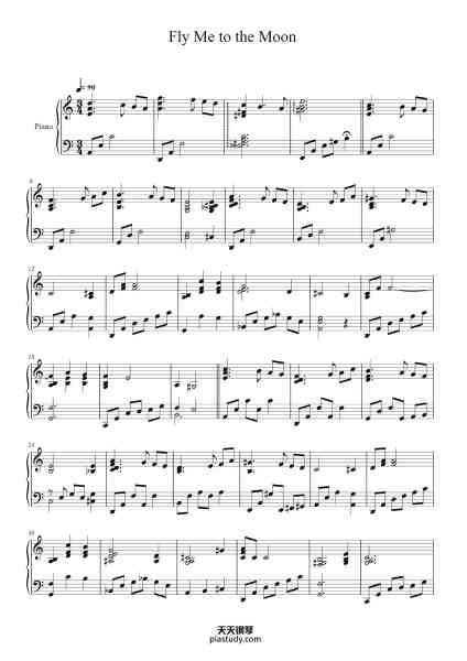 “Fly Me to the Moon”钢琴谱-Music By Bart Howard
Arranged By Shuko Sakamoto-免费下载-天天钢琴