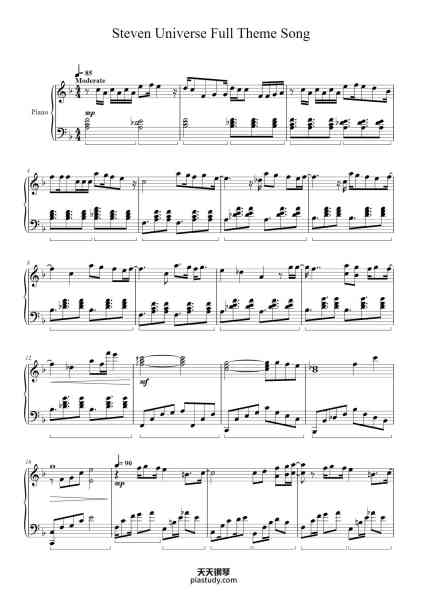 “Steven Universe Full Theme Song (Piano)”钢琴谱-Composers: Rebecca Sugar/Aivi & Surrashu-免费下载-天天钢琴