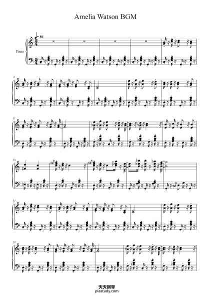 “Amelia Watson BGM”钢琴谱-Brightriet Mansruth-免费下载-天天钢琴