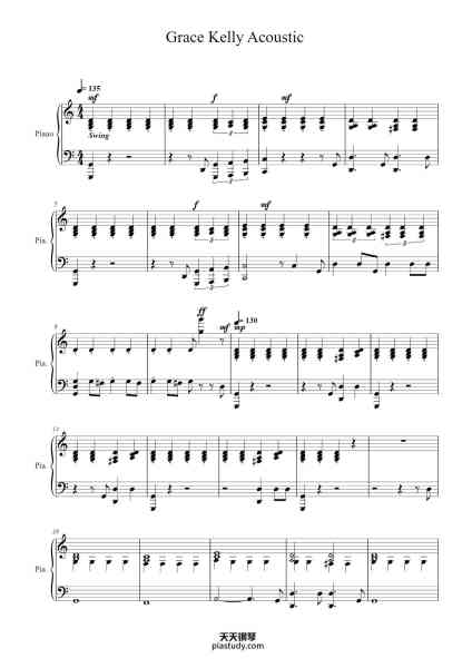 “Grace Kelly Acoustic”钢琴谱-Arrangé par Florian BEAULIEU-免费下载-天天钢琴