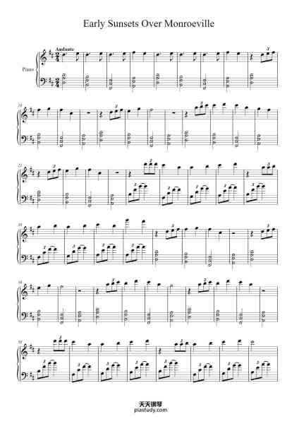 “Early Sunsets Over Monroeville”钢琴谱-Piano Arranged by Patrick S.-免费下载-天天钢琴
