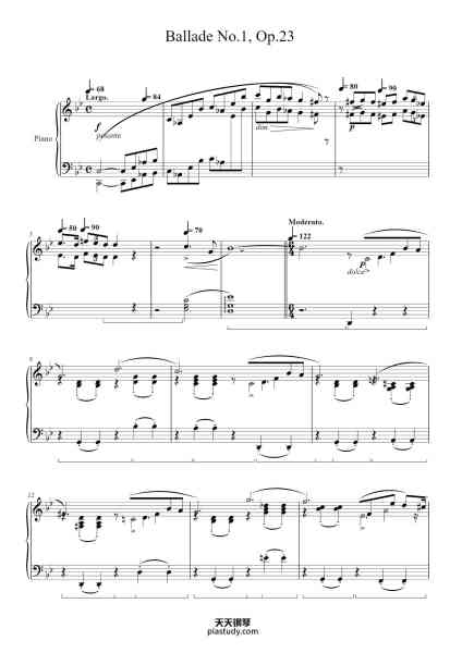 “Chopin - Ballade no. 1 in G minor Op. 23”钢琴谱-Chopin-免费下载-天天钢琴