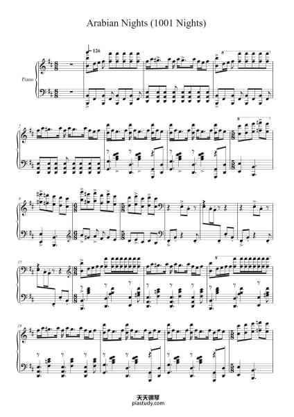 “Arabian Nights (1001 Nights) – Fikrət Əmirov”钢琴谱-Fikrət Əmirov-免费下载-天天钢琴