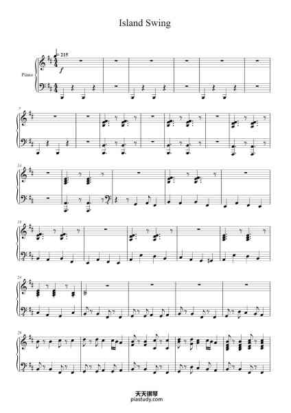 “Island Swing”钢琴谱-David Wise-免费下载-天天钢琴