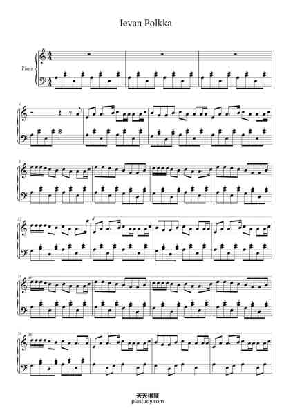 “Ievan Polkka”钢琴谱-Loituma-免费下载-天天钢琴