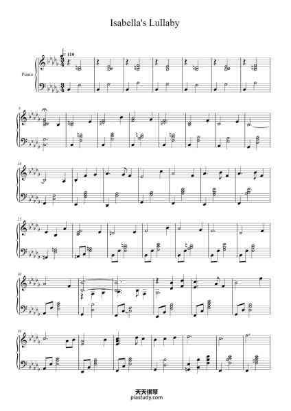 “Isabella's Lullaby”钢琴谱-Hullow-免费下载-天天钢琴