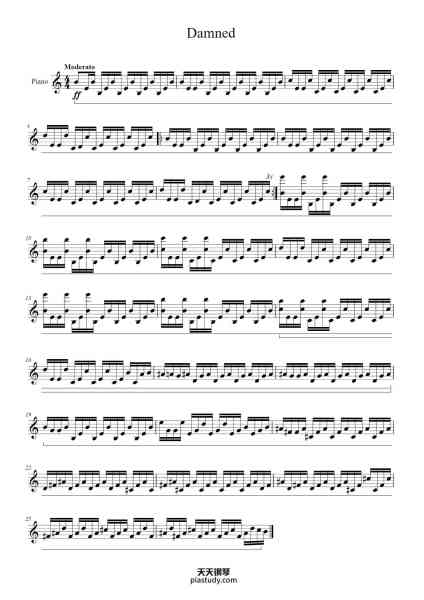 “Damned”钢琴谱-Kevin Sherwood-免费下载-天天钢琴