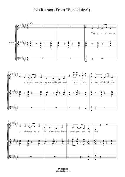 “No Reason (From "Beetlejuice")”钢琴谱-Eddie Perfect-免费下载-天天钢琴