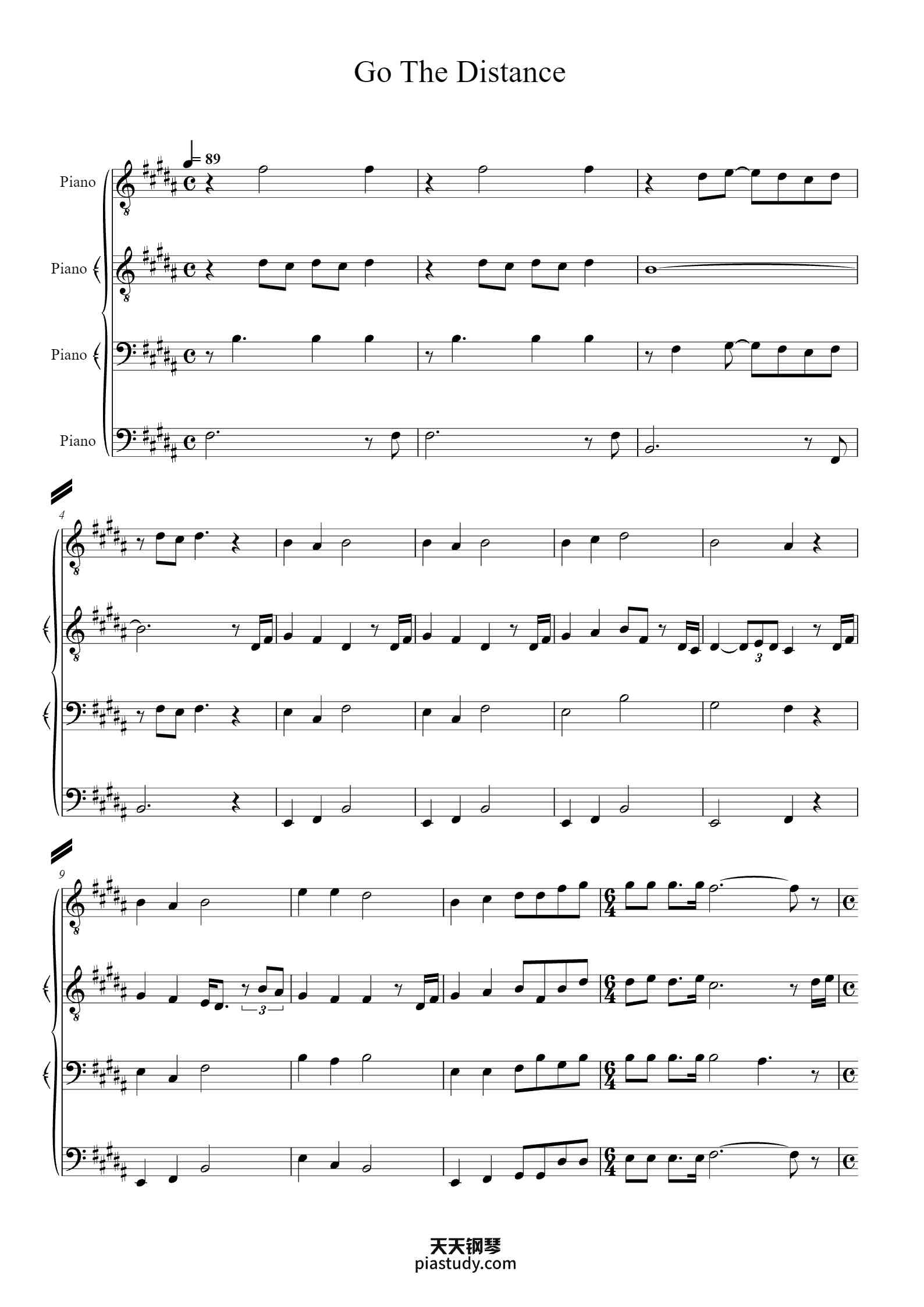 Go The Distance钢琴谱 - Alan Menken - free piano sheet music - PiaNoproblem
