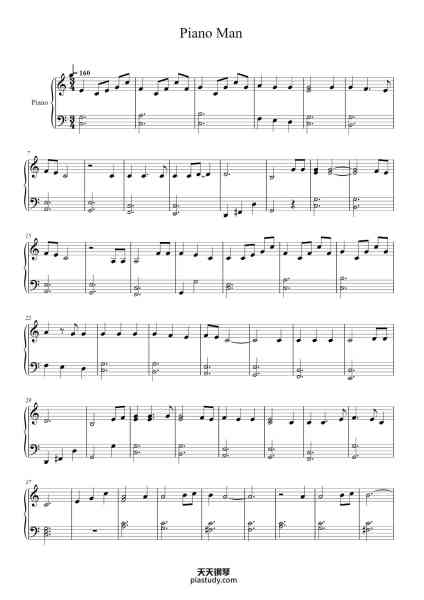 “Piano Man”钢琴谱-Billy Joel-免费下载-天天钢琴