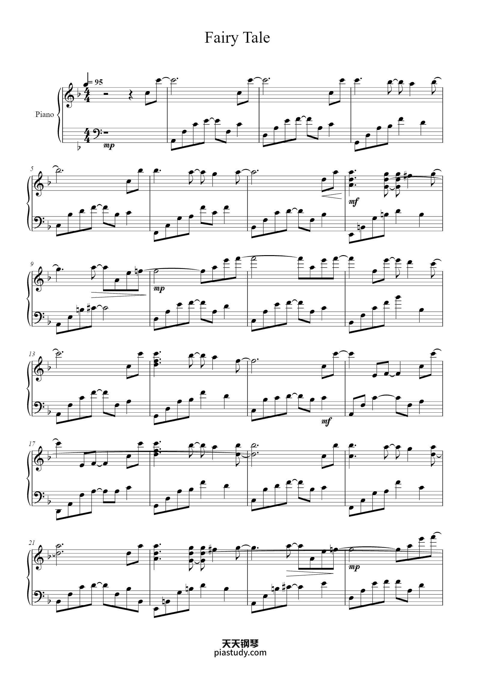 Fairy Tale钢琴谱 - Yiruma - free piano sheet music - PiaNoproblem