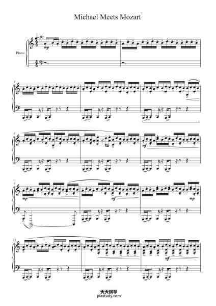 “Michael Meets Mozart-the Piano Guys”钢琴谱-Jon Schmidt-免费下载-天天钢琴