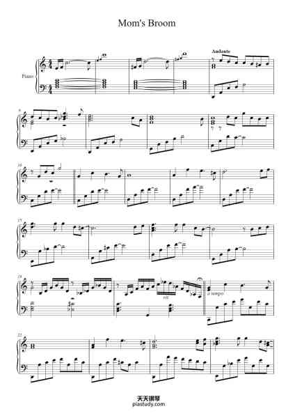 “Mom's Broom”钢琴谱-Arranged by Celena Chang-免费下载-天天钢琴