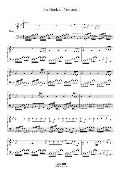 “The Book of You and I”钢琴谱-Arranged by fqd3-免费下载-天天钢琴