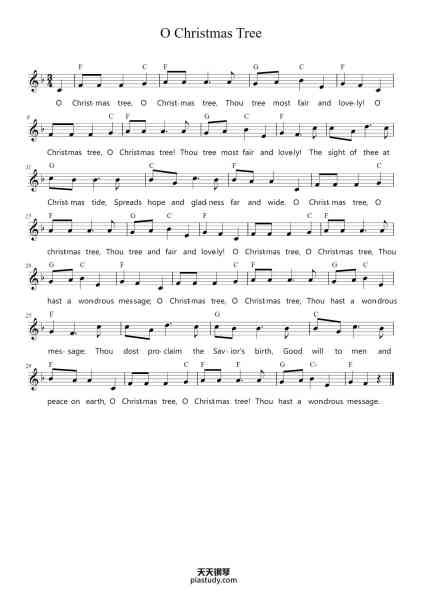 “O Christmas Tree”钢琴谱-Traditional-免费下载-天天钢琴