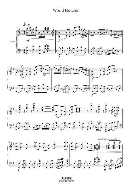 “World Bowser”钢琴谱-by Mahito Yokota, Toru Minegishi, Koji Kondo and Yasuaki Iwata; arr Juron Townsend-免费下载-天天钢琴