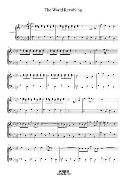 “The World Revolving”钢琴谱-Toby Fox - Arr. Sam Hill-免费下载-天天钢琴