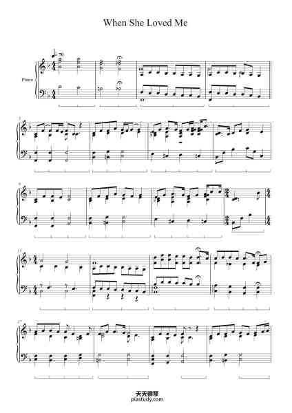 “When She Loved Me”钢琴谱-Arranged by Joey Sacewicz Based on score by Randy Newman-免费下载-天天钢琴
