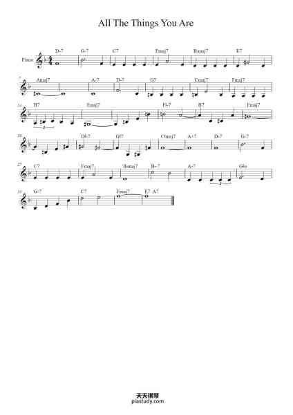“All The Things You Are”钢琴谱-Hammerstein / Kern-免费下载-天天钢琴