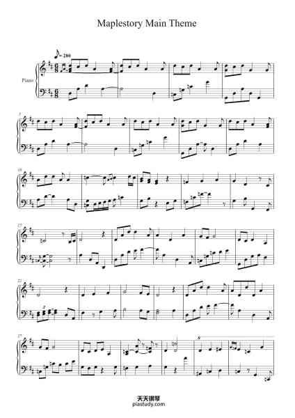“Maplestory Main Theme”钢琴谱-composed by Wizet-免费下载-天天钢琴