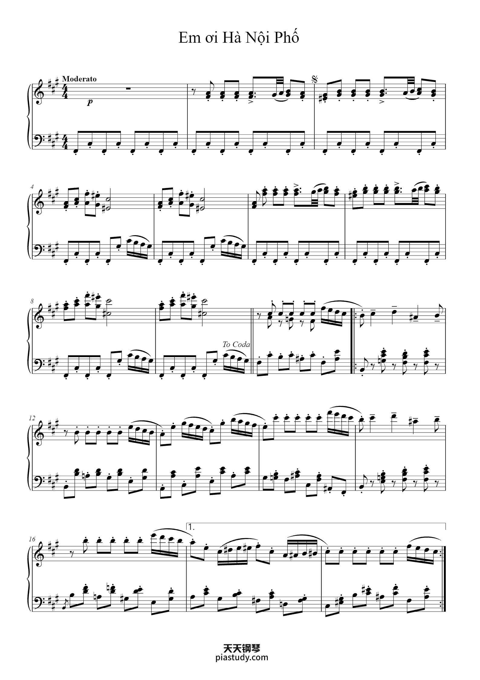 Em ơi Hà Nội Phố钢琴谱 - P. Tchaikovsky - free piano sheet music ...