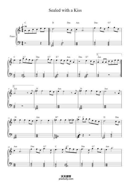 “Sealed with a Kiss”钢琴谱-P. Udell & G. Gold-免费下载-天天钢琴