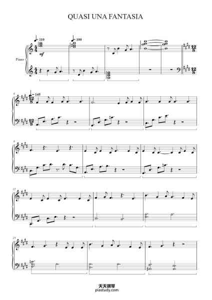 “QUASI UNA FANTASIA”钢琴谱-Beckfey Earlnice-免费下载-天天钢琴