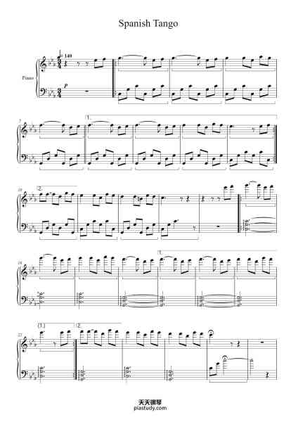 “Spanish Tango”钢琴谱-James Horner-免费下载-天天钢琴