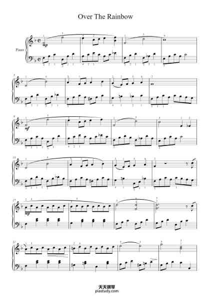 “Over The Rainbow”钢琴谱-朱迪·加兰-免费下载-天天钢琴