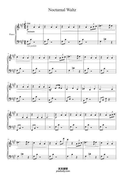 “Nocturnal Waltz”钢琴谱-Mollra Jacliff-免费下载-天天钢琴