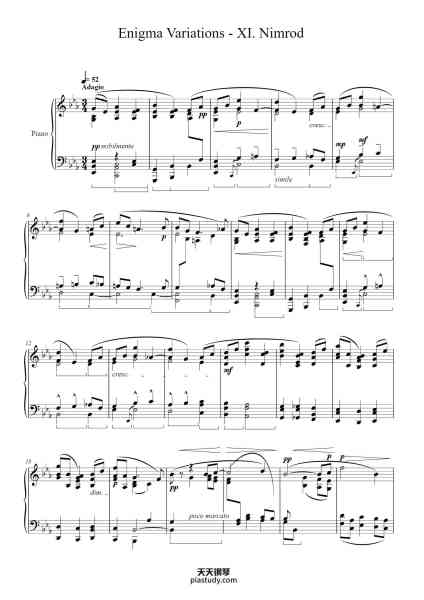“Enigma Variations, Op. 36: XI. Nimrod”钢琴谱-Elgar, Edward-免费下载-天天钢琴